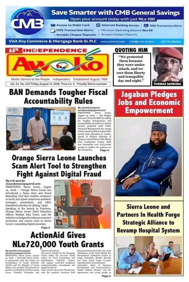 Awoko Newspaper: “Jagaban Pledges Jobs and Economic Empowerment”